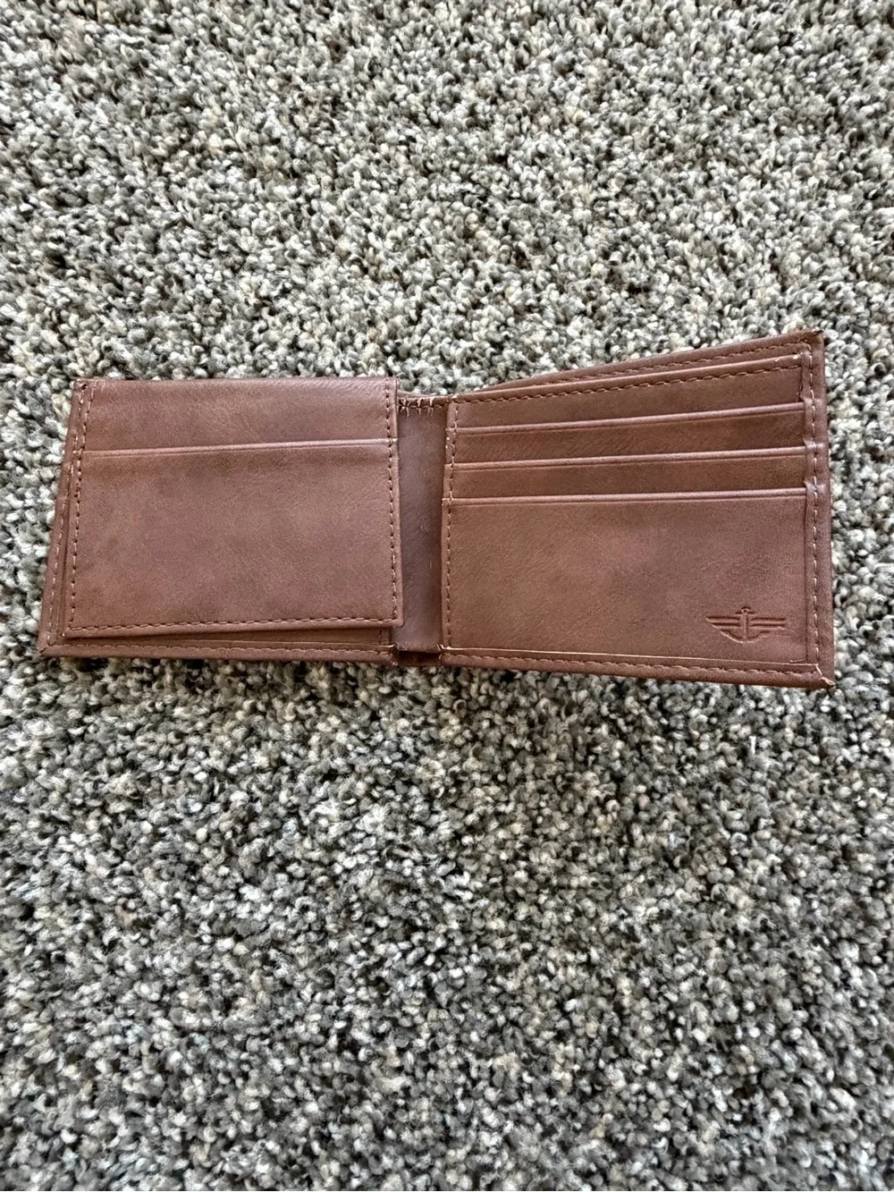 Dockers Brown Leather Money Clip with Anchor Print